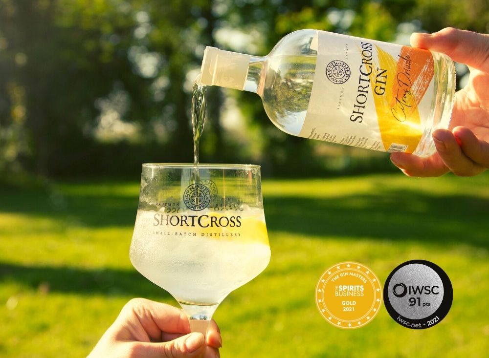 Shortcross Citrus Drizzle Gin awarded Gold and Silver